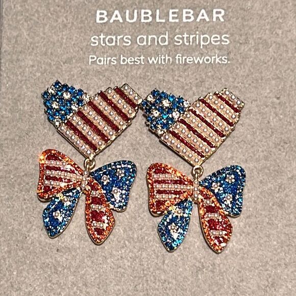 BaubleBar Stars and Stripes Earrings D6 - Picture 1 of 3
